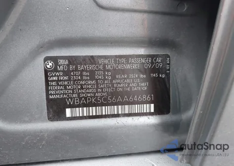 2010 BMW 328 xDrive from USA, damaged, VIN WBAPK5C56AA646861